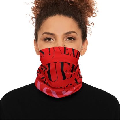Genre Asthetic ⊢ ∃! ⊨ Lightweight Neck Gaiter — Bold Red Typographic Fashion Scarf