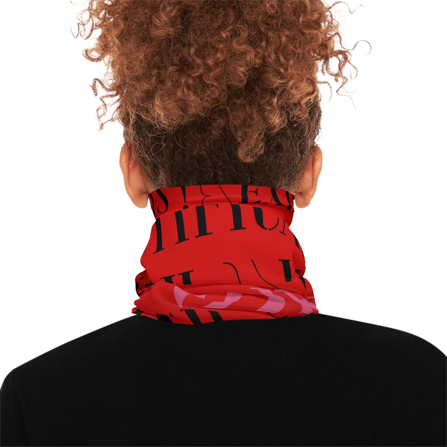 Genre Asthetic ⊢ ∃! ⊨ Lightweight Neck Gaiter — Bold Red Typographic Fashion Scarf