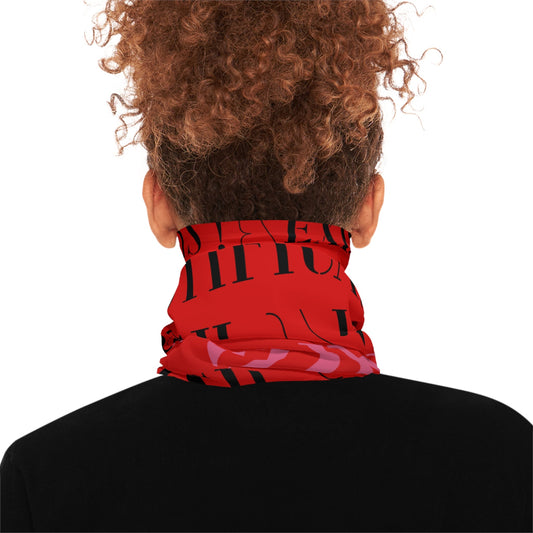 Genre Asthetic ⊢ ∃! ⊨ Lightweight Neck Gaiter — Bold Red Typographic Fashion Scarf